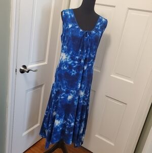 IMNYC Blue Tie Dye Print Midi Sleeveless Dress Size Medium